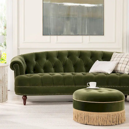 Divano Chesterfield trapuntato in velluto La Rosa 84 Mid-Century Modern