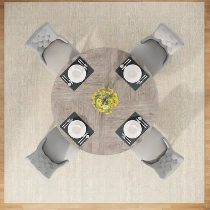 Tavolo da pranzo rotondo da 47 pollici per 4 persone, in legno stile rustico per cucina sala da pranzo soggiorno