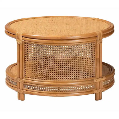 Tavolino da caffè Louis moderno bohémien bali & pari in rattan naturale marrone