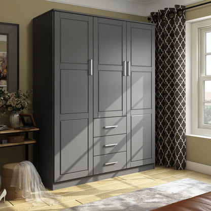 Palace Imports Armadio a 3 ante Cosmo 100% legno massello con ante in legno massello o a specchio