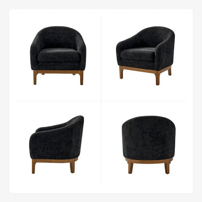 Poltrona a botte Augus Modern Boucle con gambe in legno massello di HULALA HOME