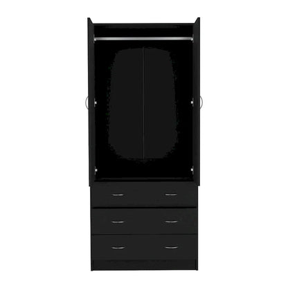19 Armadio moderno a due ante con 3 cassetti e 1 asta appendiabiti per camera da letto
