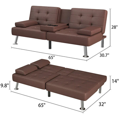 Divano letto futon convertibile Homall con portabicchieri e cuscini