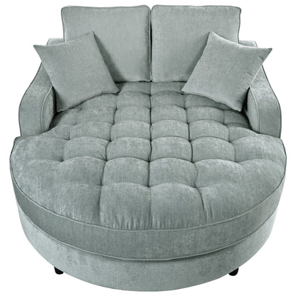Divano Letto Chaise Longue in ciniglia, Divano Imbottito con Schienale Trapuntato e 2 Cuscini Rimovibili per Soggiorno