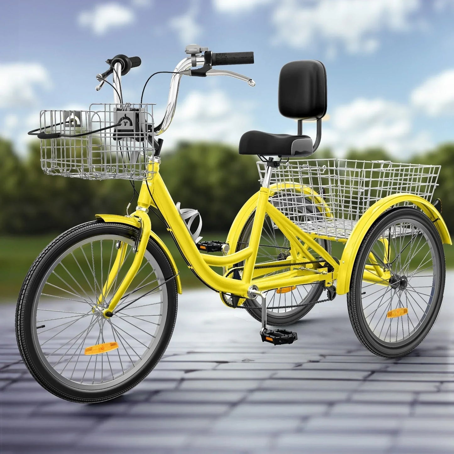 26 Triciclo per adulti Bici a 3 ruote Triciclo a 7 velocità