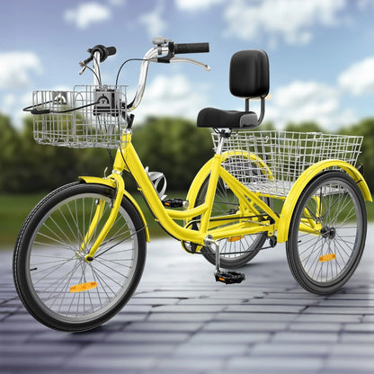 26 Triciclo per adulti Bici a 3 ruote Triciclo a 7 velocità