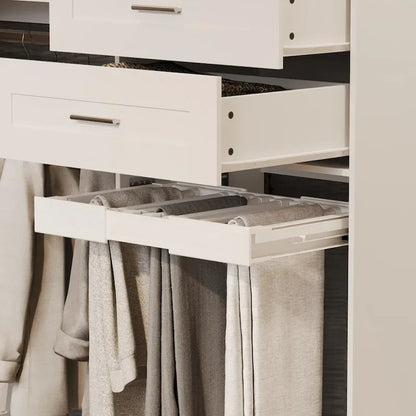 Armadio ad angolo con 2 aste appendiabiti, porta pantaloni e scarpiera, Organizer Armadi