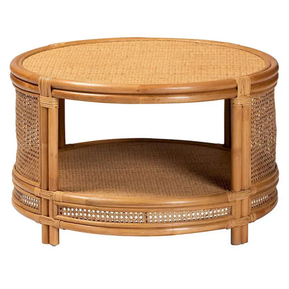 Tavolino da caffè Louis moderno bohémien bali & pari in rattan naturale marrone