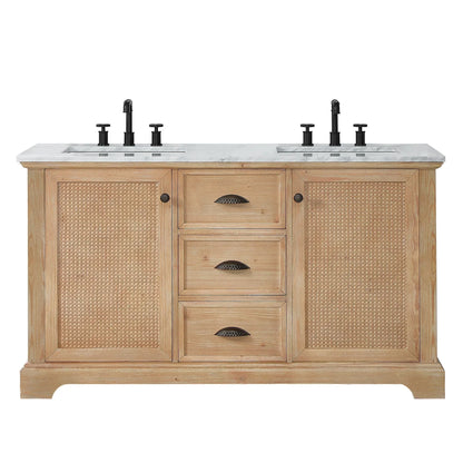 Mobile bagno Hervas con top in marmo naturale senza specchio