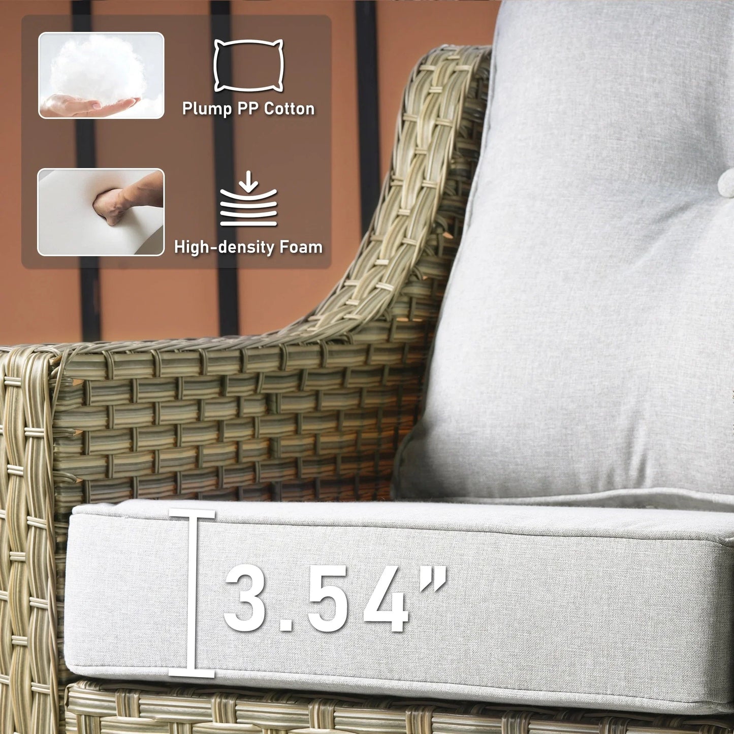 HOOOWOOO, Set di 2 Sedie da Esterno in Rattan Intrecciato con Schienale Alto