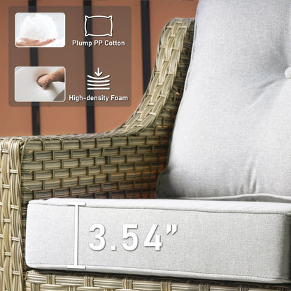HOOOWOOO, Set di 2 Sedie da Esterno in Rattan Intrecciato con Schienale Alto