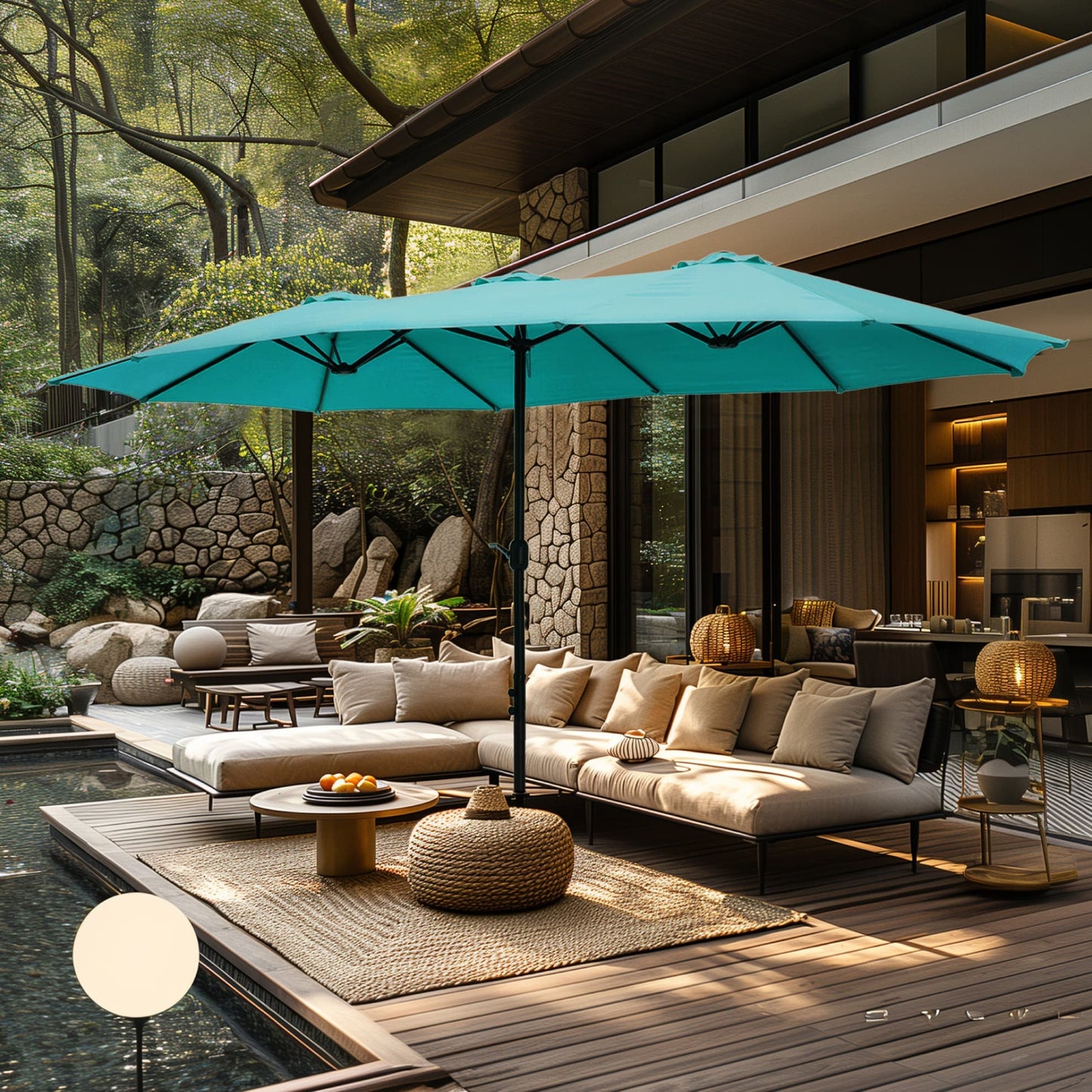 MAISON ARTS Ombrellone Doppio da 4,5 m, Extra Large, per Patio, con Base Inclusa