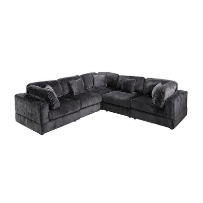 Divano Sezionale Modulare a L in Corduroy, 6 Pezzi Oversize, Combinazione Fai da Te