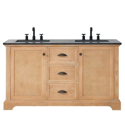 Mobile bagno Hervas con top in marmo naturale senza specchio