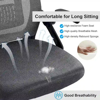 Javlergo Sedia da Ufficio Girevole a Schienale Medio con Supporto Lombare, Sedia da Scrivania Ergonomica da Computer in Rete con Braccioli