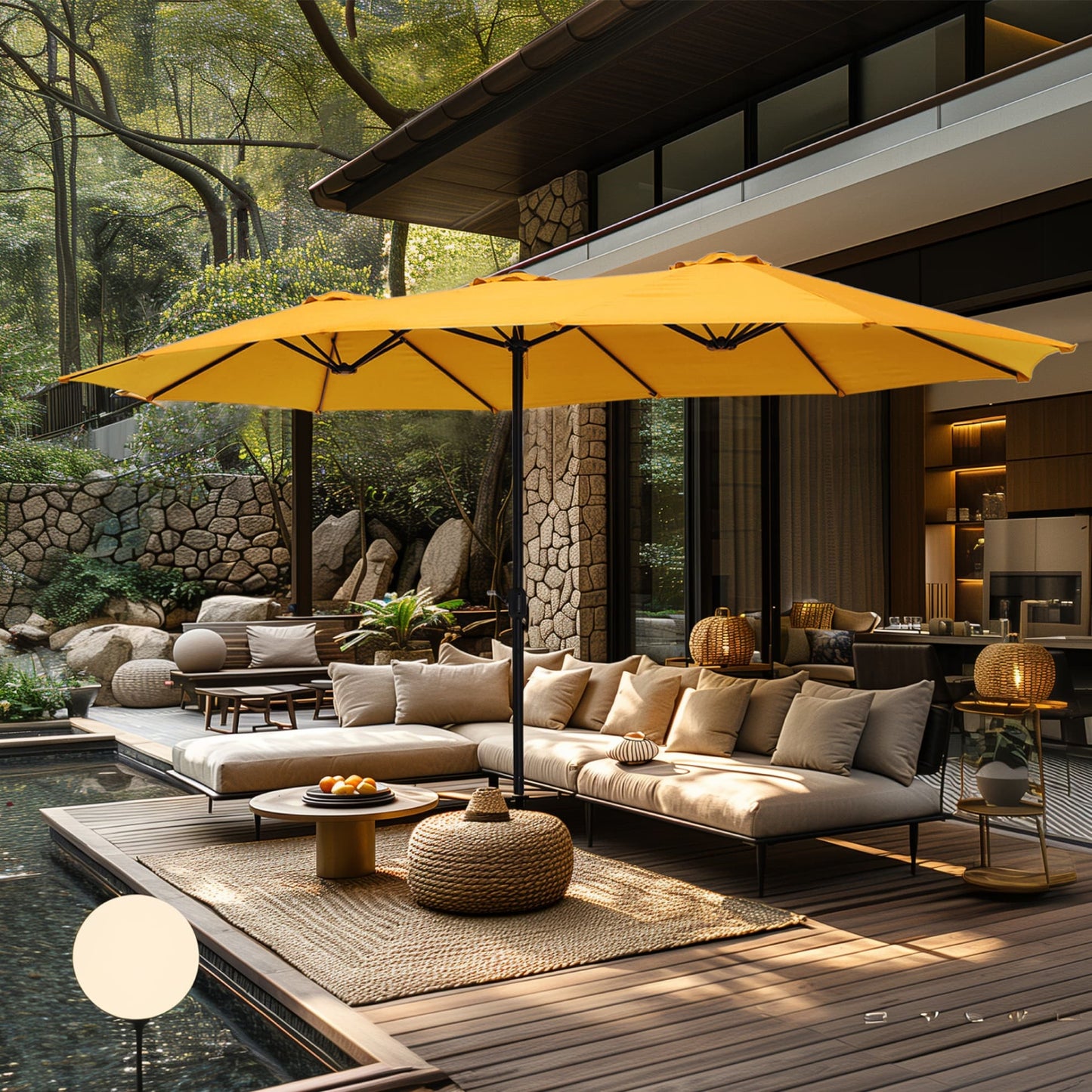 MAISON ARTS Ombrellone Doppio da 4,5 m, Extra Large, per Patio, con Base Inclusa