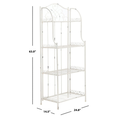 SAFAVIEH Bryn Scaffale da panettiere da esterno a 4 ripiani in ferro battuto vittoriano - 25 pollici L x 15 pollici P x 63 pollici H - 25 L x 15 P x 63 H