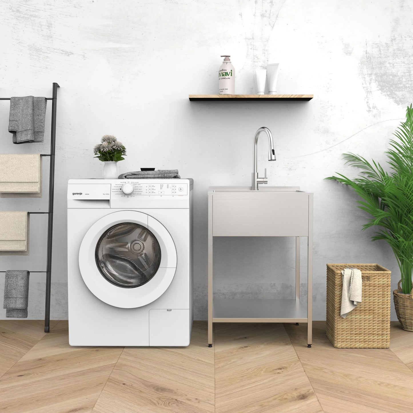Lavello per bucato e supporto Transolid EWS-2422S in acciaio inossidabile, 24" L x 22" P x 35" A - 24" x 22"