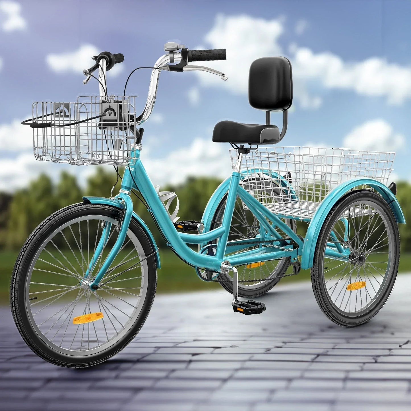 26 Triciclo per adulti Bici a 3 ruote Triciclo a 7 velocità