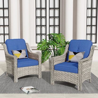 HOOOWOOO, Set di 2 Sedie da Esterno in Rattan Intrecciato con Schienale Alto