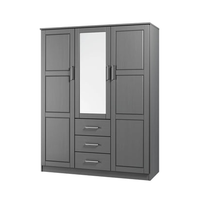 Palace Imports Armadio a 3 ante Cosmo 100% legno massello con ante in legno massello o a specchio