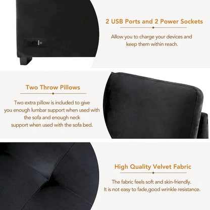 Canapé d'angle convertible 5 places en L 84,75 po avec pouf de rangement, rangement de bras dissimulé et chargement USB pour salon