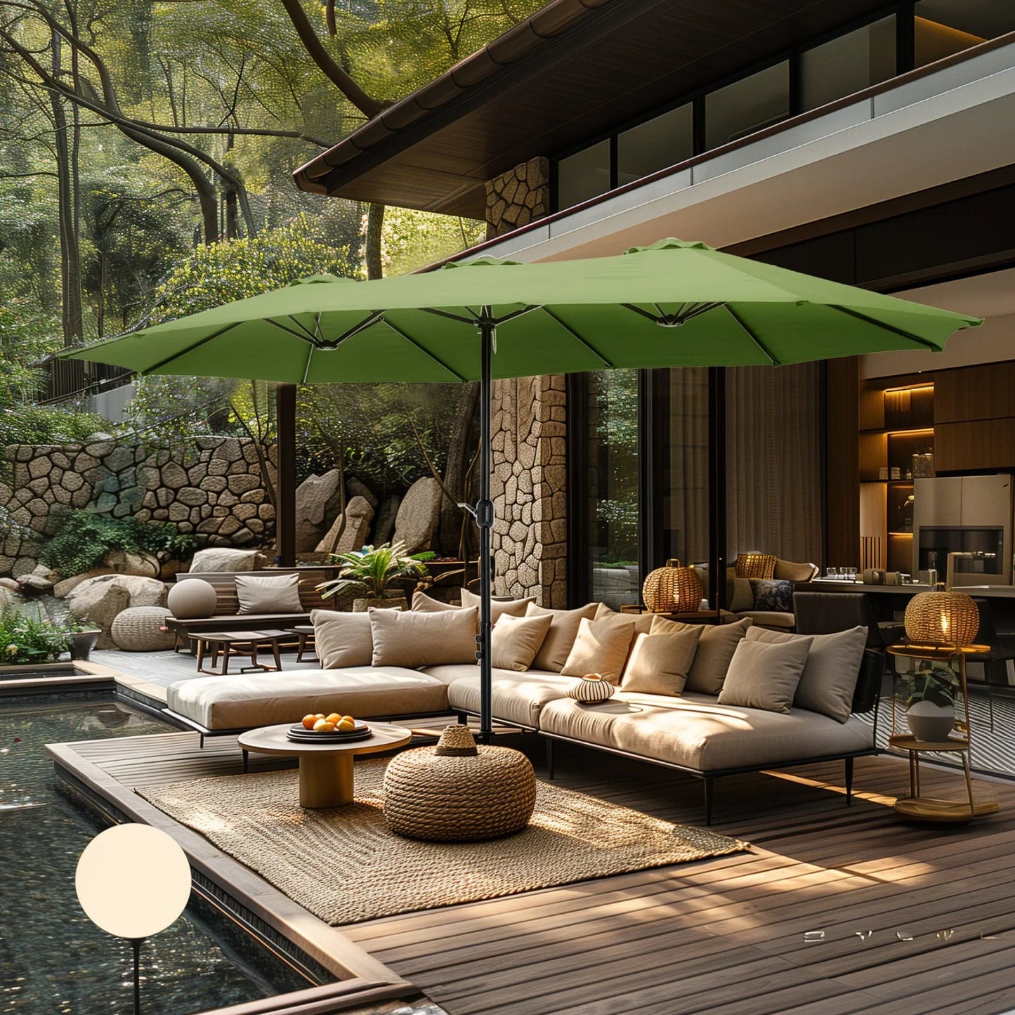 MAISON ARTS Ombrellone Doppio da 4,5 m, Extra Large, per Patio, con Base Inclusa