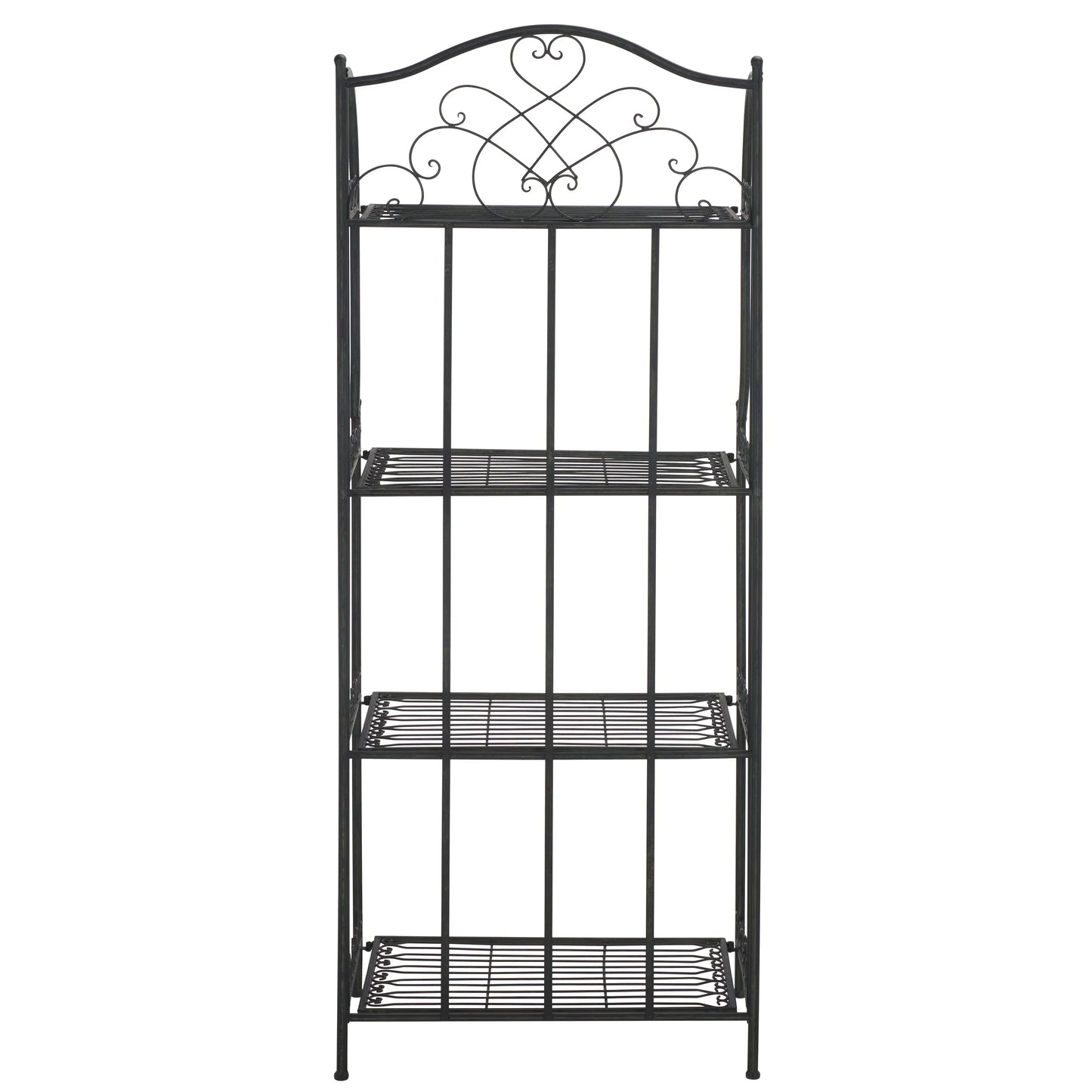 SAFAVIEH Bryn Scaffale da panettiere da esterno a 4 ripiani in ferro battuto vittoriano - 25 pollici L x 15 pollici P x 63 pollici H - 25 L x 15 P x 63 H