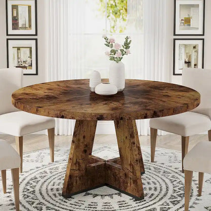 Tavolo da pranzo rotondo da 47 pollici per 4 persone, in legno stile rustico per cucina sala da pranzo soggiorno
