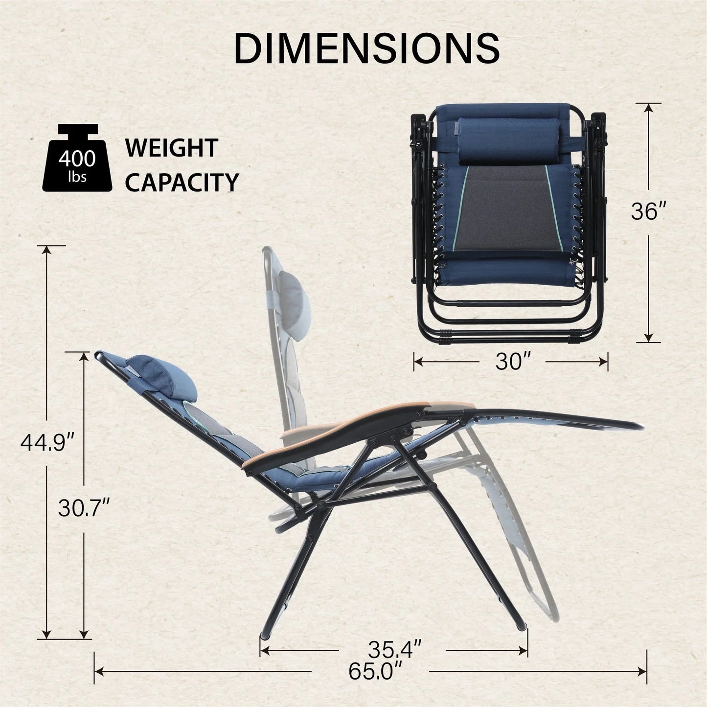 Sedia a sdraio oversize XL imbottita con gravità zero, bracciolo più largo, reclinabile regolabile con portabicchieri - N/D