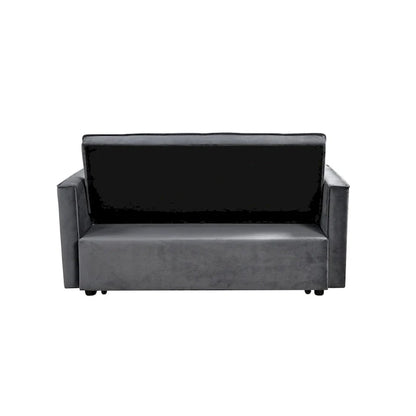Divanetto Futon Moderno in Velluto con Schienale Reclinabile e Tasche, 2 Posti - Grigio Scuro / Grigio Chiaro / Blu / Nero
