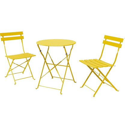Set bistro pieghevole in metallo da 3 pezzi, set conversazione resistente alle intemperie per esterni/interni, per patio, cortile, giardino