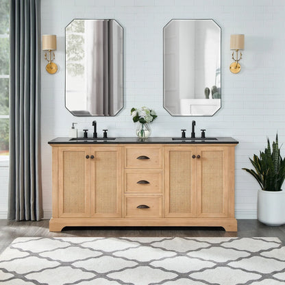 Mobile bagno Hervas con top in marmo naturale senza specchio
