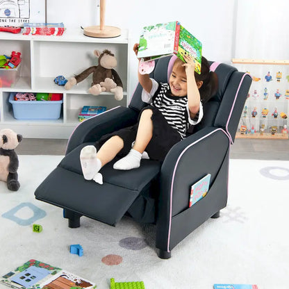 Fauteuil inclinable pour enfants Gymax Canapé ergonomique en cuir avec repose-pieds