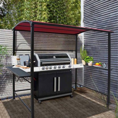 Gazebo da esterno con struttura in acciaio 1,5 x 2,4 m con tettoia per barbecue
