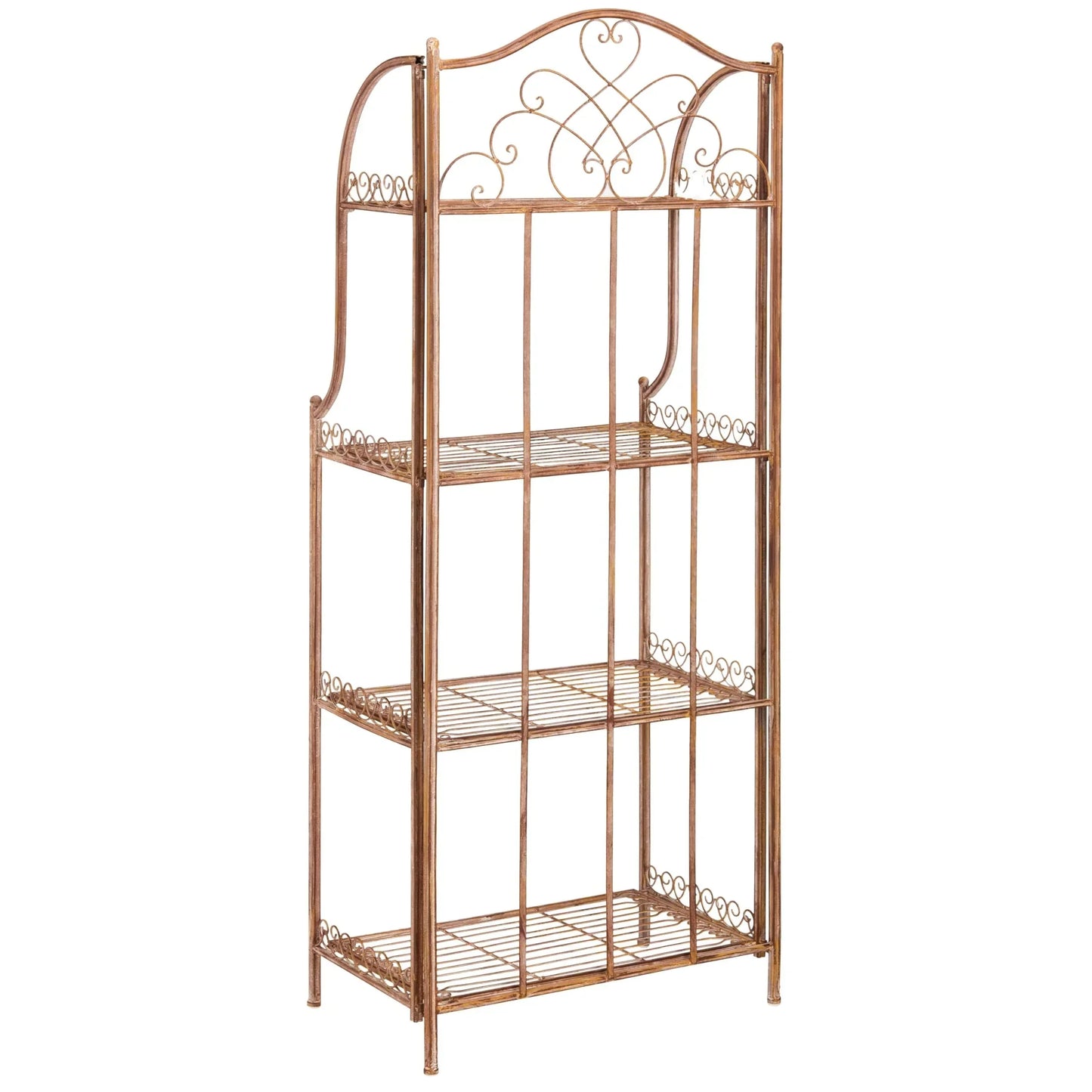 SAFAVIEH Bryn Scaffale da panettiere da esterno a 4 ripiani in ferro battuto vittoriano - 25 pollici L x 15 pollici P x 63 pollici H - 25 L x 15 P x 63 H