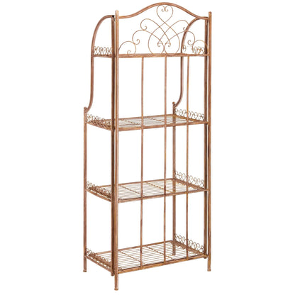 SAFAVIEH Bryn Scaffale da panettiere da esterno a 4 ripiani in ferro battuto vittoriano - 25 pollici L x 15 pollici P x 63 pollici H - 25 L x 15 P x 63 H