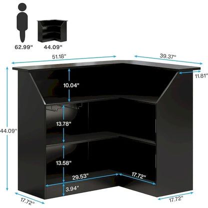 Mobile bar a L con portabicchieri da vino per pub domestico