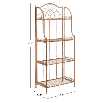 SAFAVIEH Bryn Scaffale da panettiere da esterno a 4 ripiani in ferro battuto vittoriano - 25 pollici L x 15 pollici P x 63 pollici H - 25 L x 15 P x 63 H