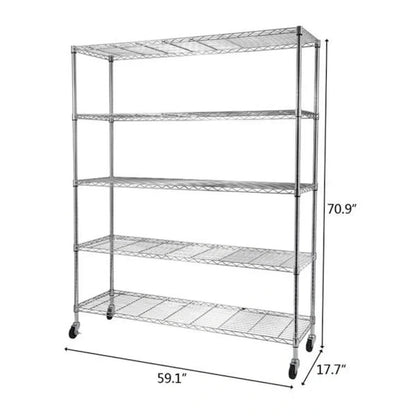 Scaffalatura in acciaio a 5 ripiani con ruote - (59.06 x 17.72 x 70.87)
