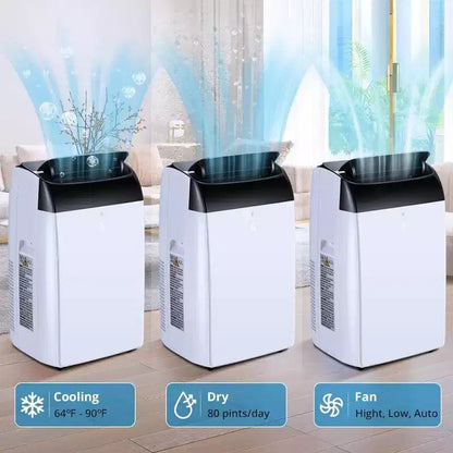 Condizionatore d'aria GustoWave 14000 BTU con telecomando, unità AC portatile per ambienti fino a 70 m², Bianco/Nero