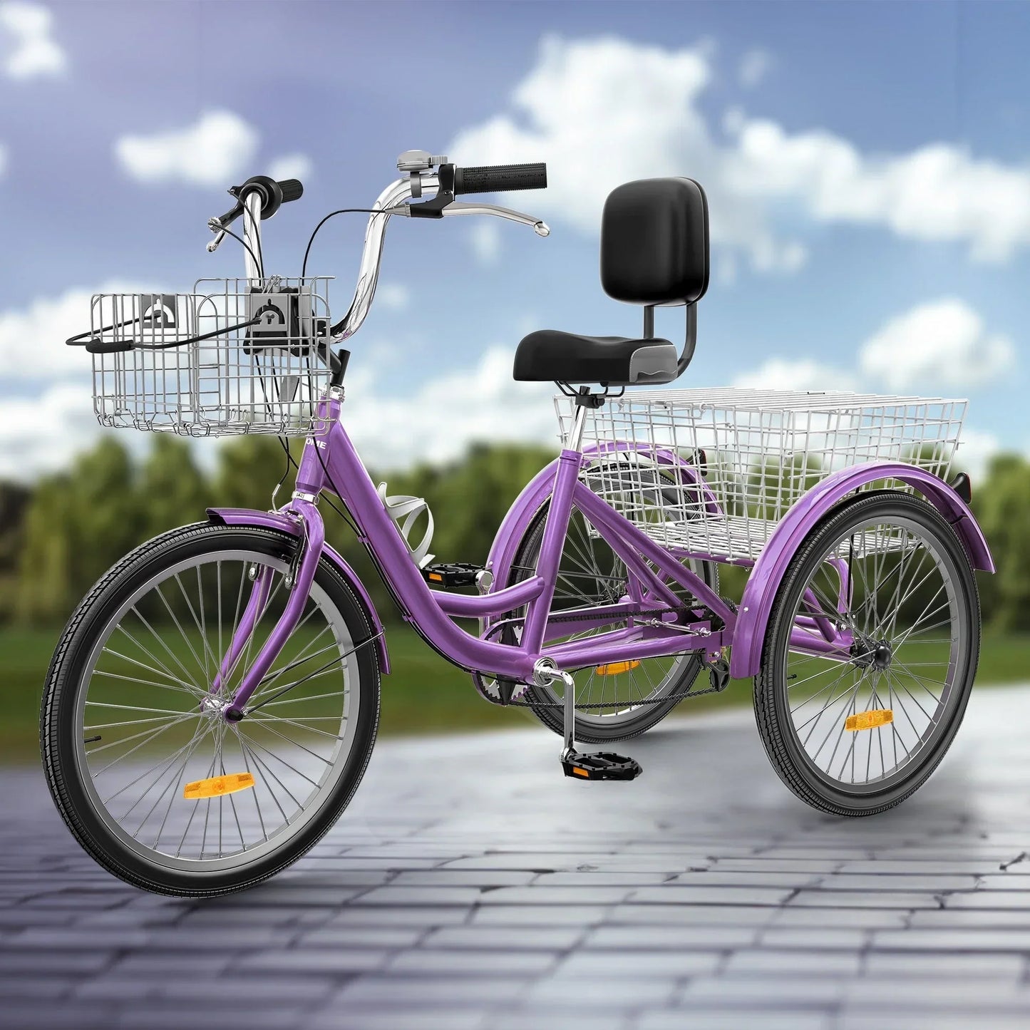 26 Triciclo per adulti Bici a 3 ruote Triciclo a 7 velocità