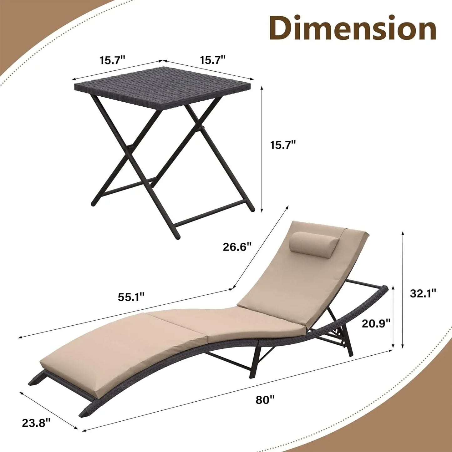 Set di 3 Chaise Lounge da Esterno Kullavik