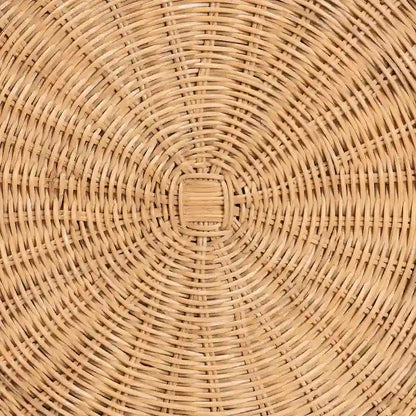 Tavolino in rattan naturale Avalon Scallop - Tavolino in vimini intrecciato a mano con base a gonna, stile costiero per soggiorno o corridoio