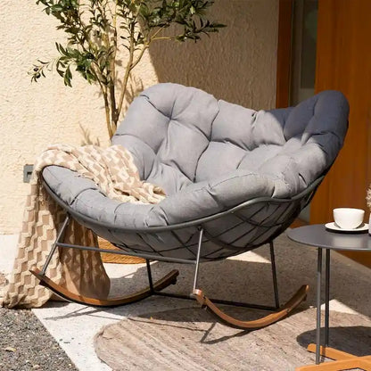 Sedia a dondolo gigante da patio, sedia a forma di uovo per interni ed esterni, in stile libero, con cuscino, poltrona moderna per giardino, cortile