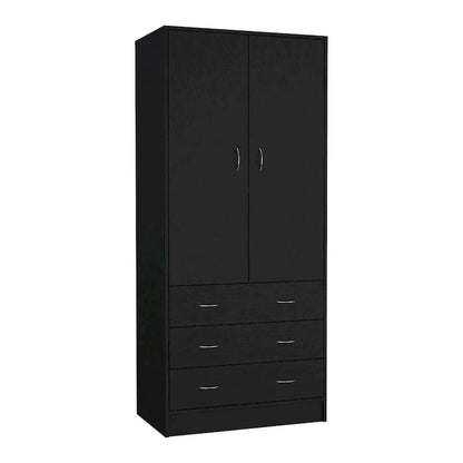 19 Armadio moderno a due ante con 3 cassetti e 1 asta appendiabiti per camera da letto