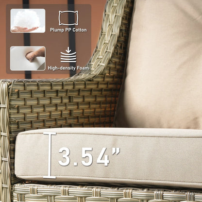 HOOOWOOO, Set di 2 Sedie da Esterno in Rattan Intrecciato con Schienale Alto