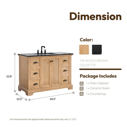 Mobile bagno Hervas con top in marmo naturale senza specchio