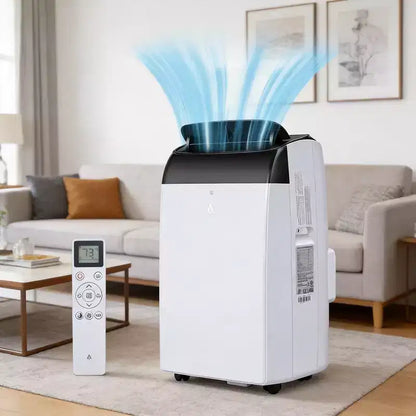 Condizionatore d'aria GustoWave 14000 BTU con telecomando, unità AC portatile per ambienti fino a 70 m², Bianco/Nero