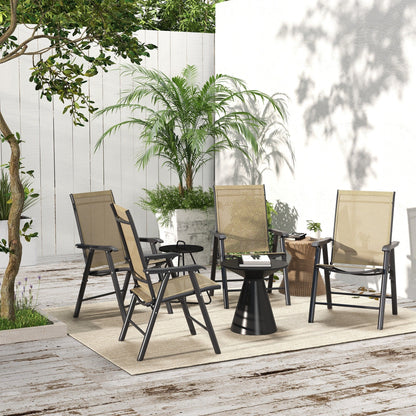 Set di 4 sedie pieghevoli Outsunny per patio, dal design semplice ed elegante, comode per terrazza, giardino, cortile e viaggio